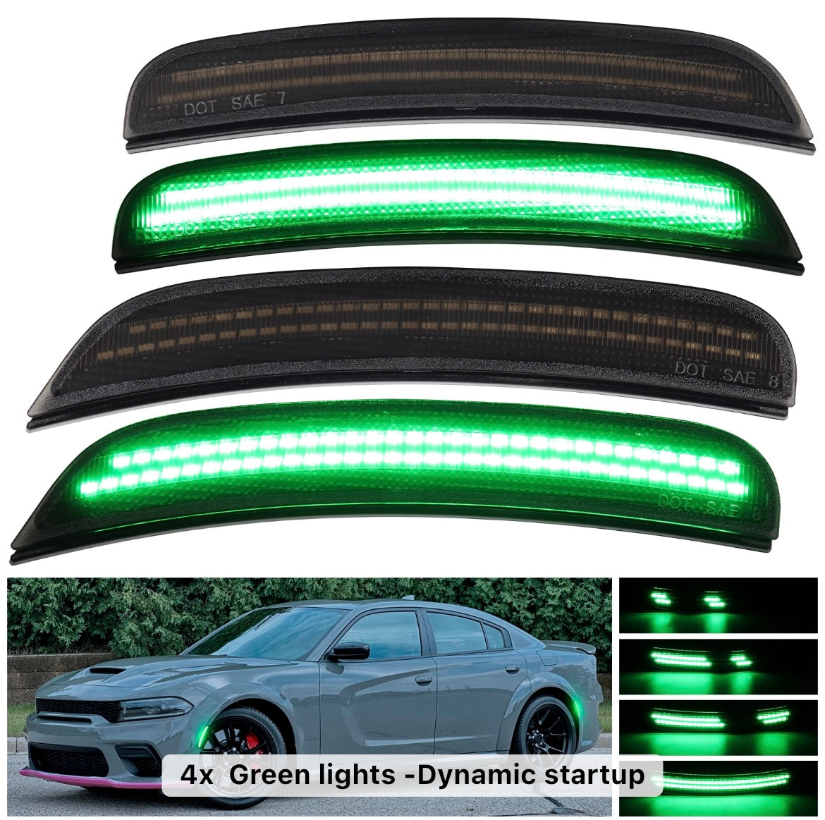 OAC V2 15-23 Dodge Charger Smoked LED Side Marker Lights (Widebody/Non-Widebody)