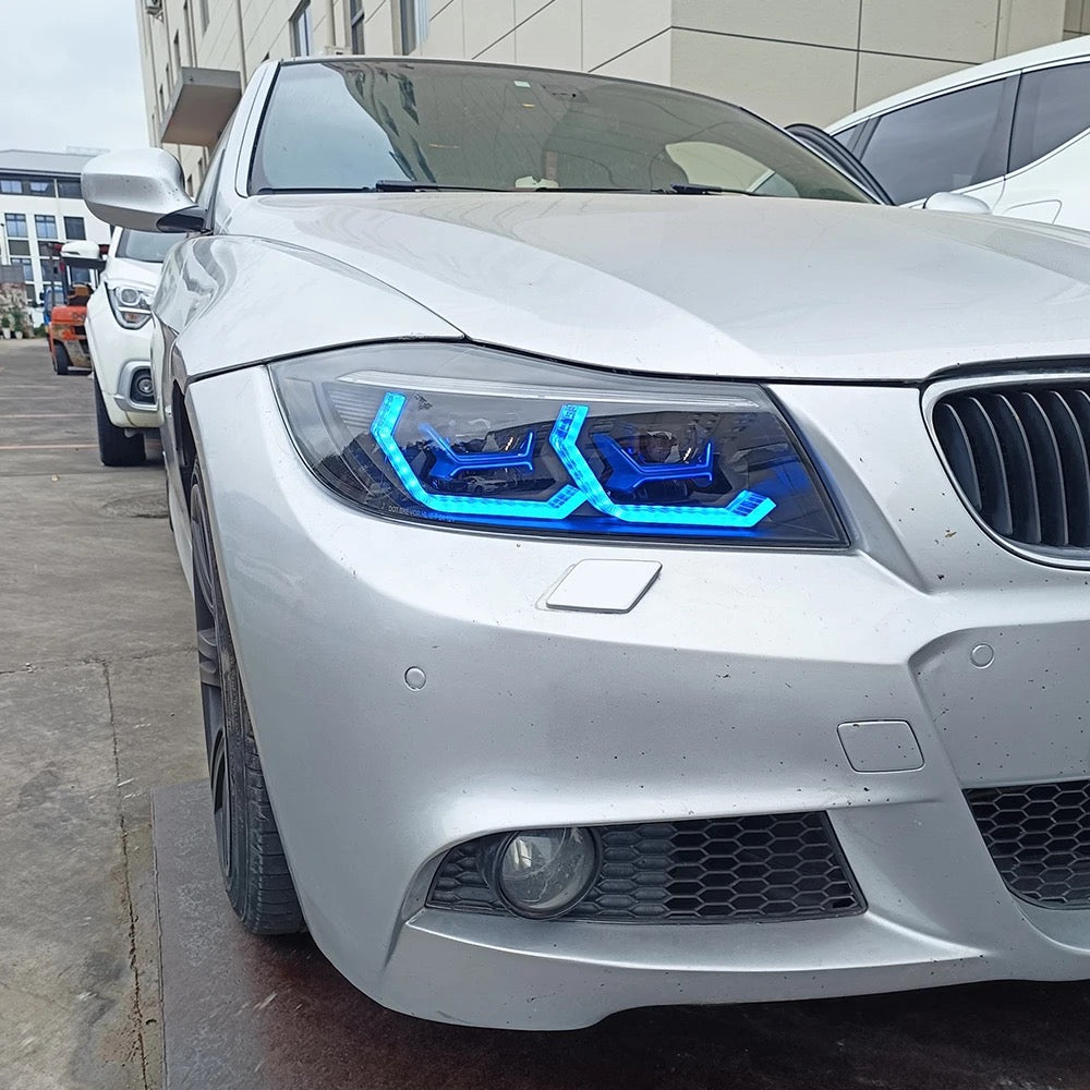 2005-2012 BMW 3-Series E90/E91/320i/330i/335i Laser Style RGB Smoked Headlights