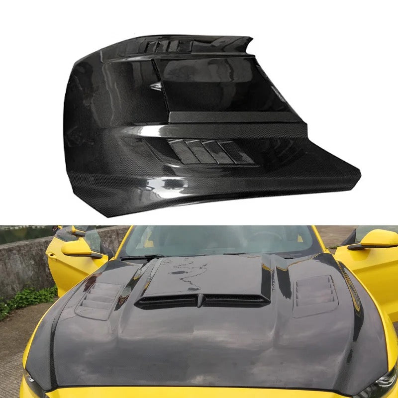 OAC “A1” Carbon Fiber Hood with Vents For 15-17 Ford Mustang (Single/Double Sided)