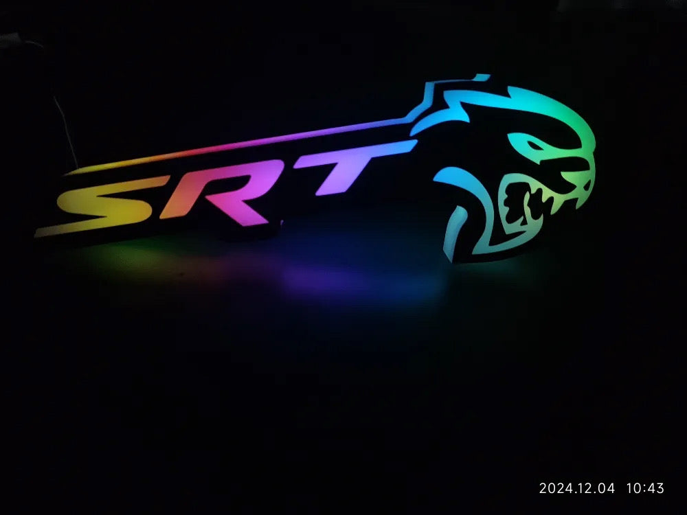 OAC SRT Hellcat Badge (FATHEAD STYLE) With Flow/Dynamic RGB Multicolor Function (App/Remote Controlled)