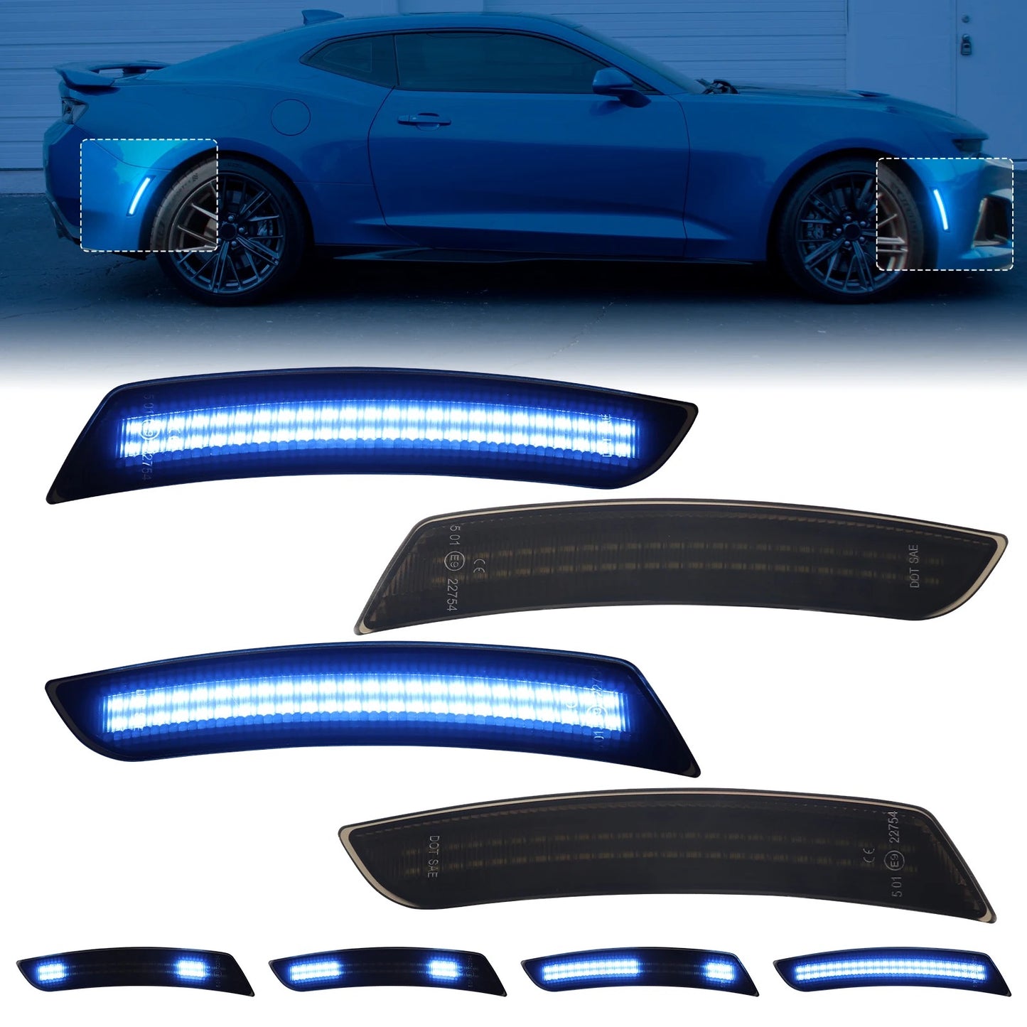 OAC V2 16-23 Camaro Smoked LED Side Marker Lights (Dynamic/Non Dynamic)