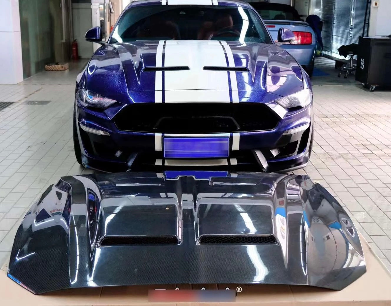 OAC Carbon Fiber Super Snake Hood for 15-23 Ford Mustang (Single/Double Sided)