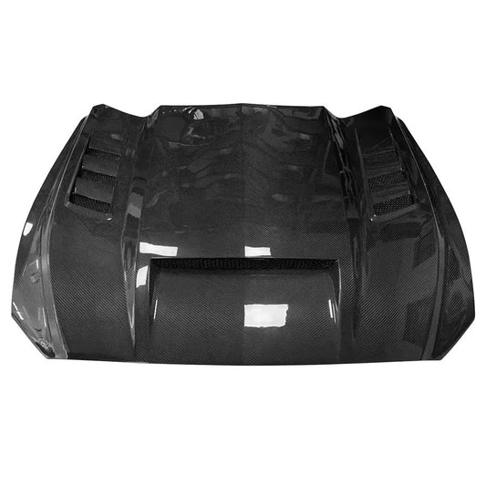 OAC Carbon Fiber Cowl Hood w Front Engine Bonnet & Vents For 15-23 Ford Mustang (Single/Double Sided)