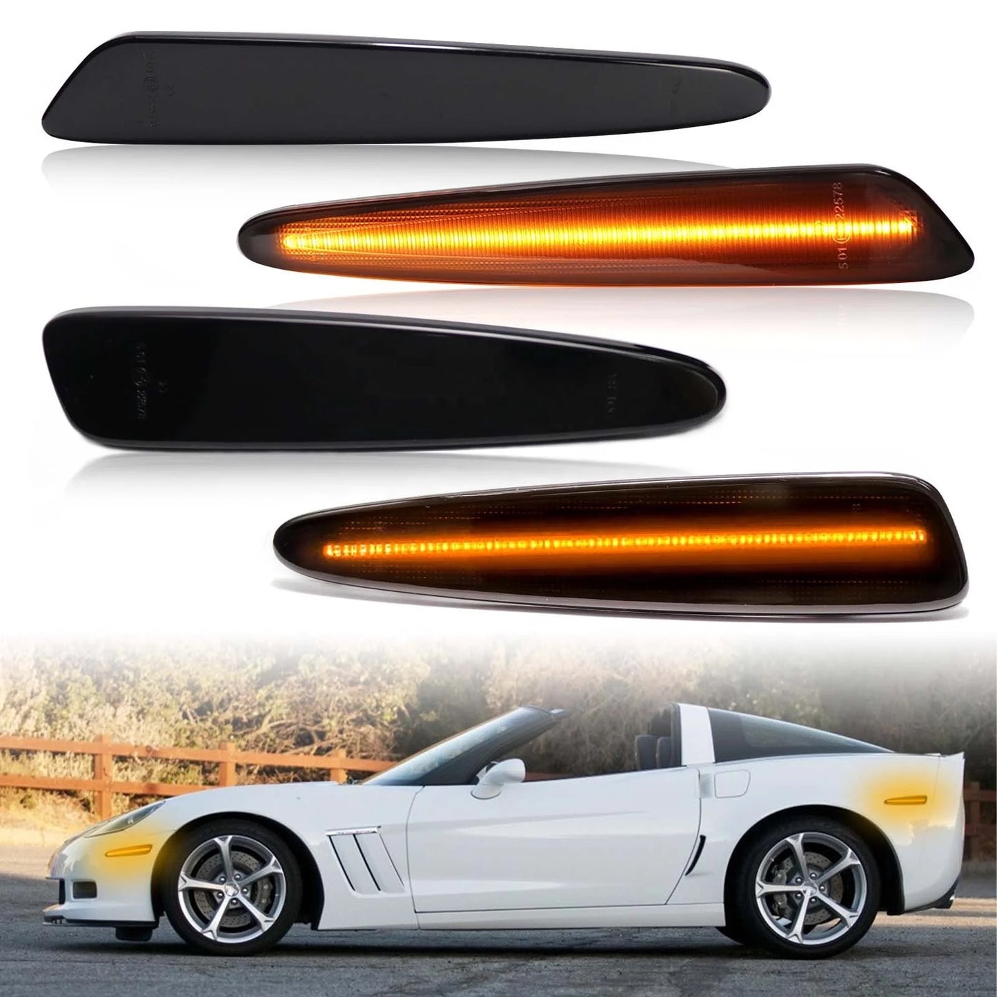 OAC V1 05-13 C6 Corvette Smoked LED Side Marker Lights (Front&Rear)